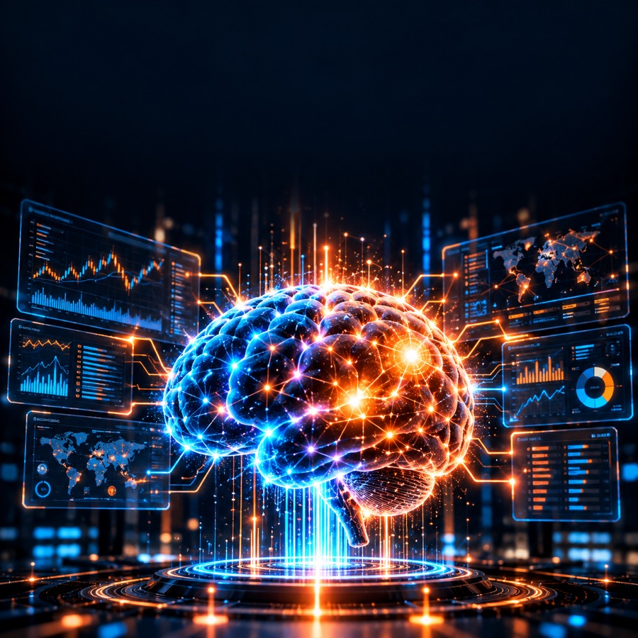 Digital intelligence visualization representing crypto signal analysis and correlation