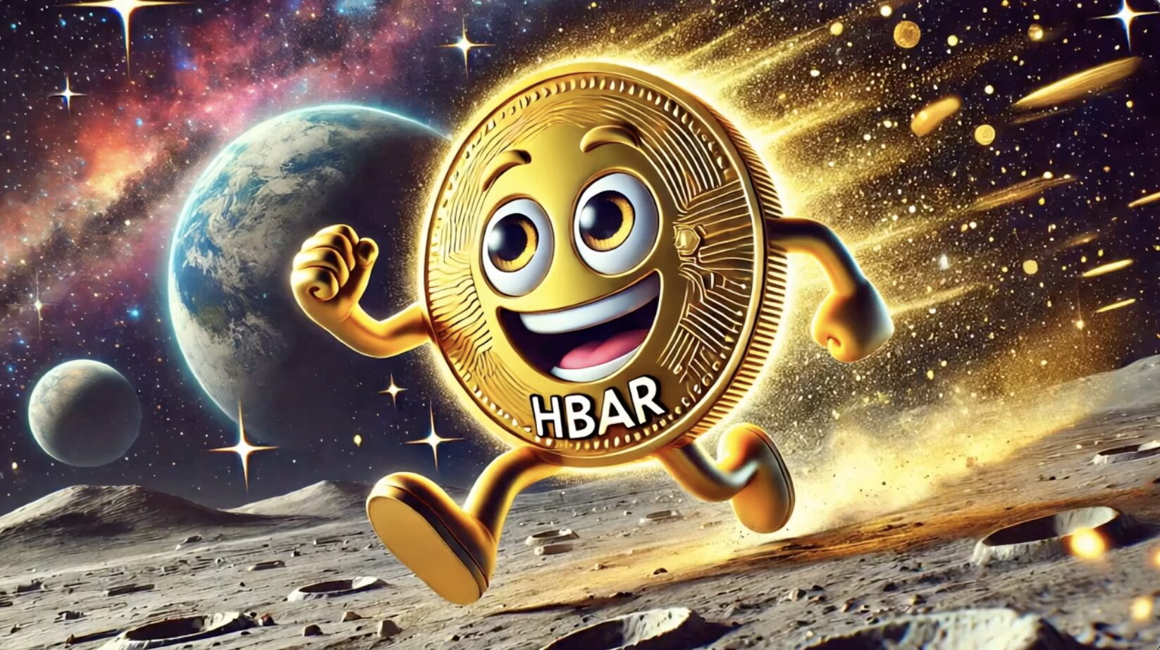 Meme Magic on the Moon - Hedera (HBAR) and a Running Coin! Funny HBAR Memes